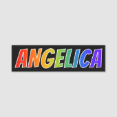 Voornaam "ANGELICA": vun regenboogkleuren Naamplaatje (Voorkant)