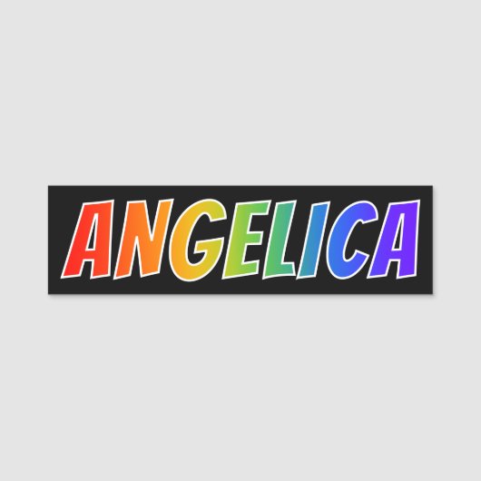 Voornaam "ANGELICA": vun regenboogkleuren Naamplaatje (Voorkant)