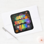 Voornaam "ANN", vun "HAPPY BIRTHDAY" Vierkante Sticker (Envelop)