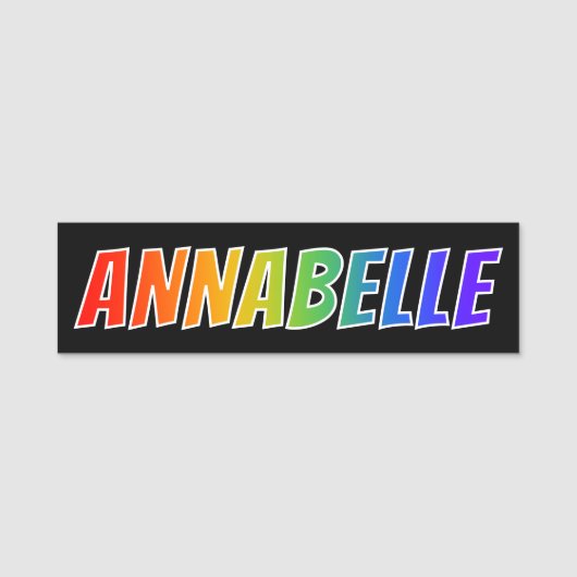 Voornaam "ANNABELLE": Fun Rainbow-kleuren Naamplaatje (Voorkant)