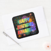Voornaam "ANNABELLE", geun "HAPPY BIRTHDAY" Vierkante Sticker (Envelop)