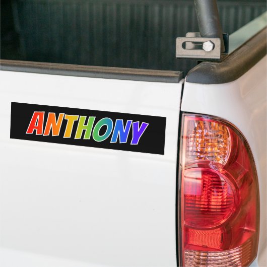 Voornaam "ANTHONY": Fun Rainbow-kleuren Bumpersticker (Op Truck)