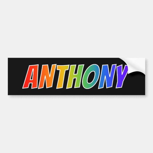 Voornaam "ANTHONY": Fun Rainbow-kleuren Bumpersticker (Voorkant)