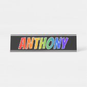 Voornaam "ANTHONY": Fun Rainbow-kleuren Bureau Naambordje (Voorkant)