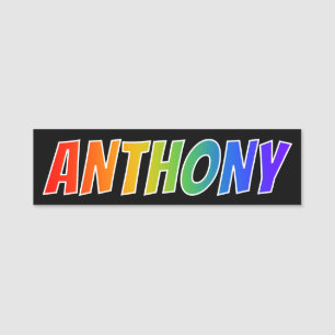 Voornaam "ANTHONY": Fun Rainbow-kleuren Naamplaatje