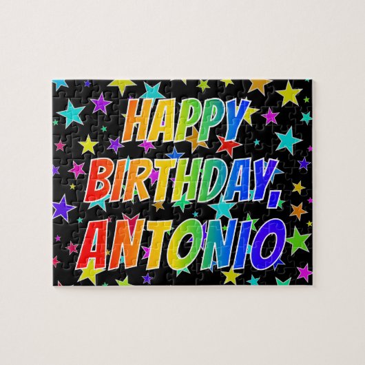 Voornaam ANTONIO, Fun "HAPPY BIRTHDAY" Legpuzzel (Horizontaal)