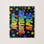 Voornaam "APRIL", geun "HAPPY BIRTHDAY" Legpuzzel (Verticaal)