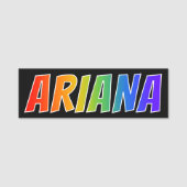 Voornaam "ARIANA": Fun Rainbow-kleuren Naamplaatje (Voorkant)