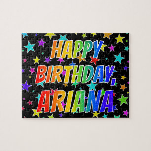 Voornaam "ARIANA", geun "HAPPY BIRTHDAY" Legpuzzel