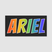 Voornaam "ARIEL": Fun Rainbow-kleuren Naamplaatje (Voorkant)