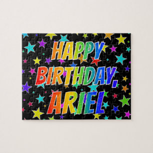 Voornaam "ARIEL", geun "HAPPY BIRTHDAY" Legpuzzel