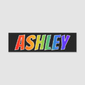 Voornaam "ASHLEY": Fun Rainbow-kleuren Naamplaatje (Voorkant)