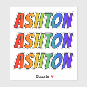 Voornaam "ASHTON" w / Fun Rainbow Coloring Sticker