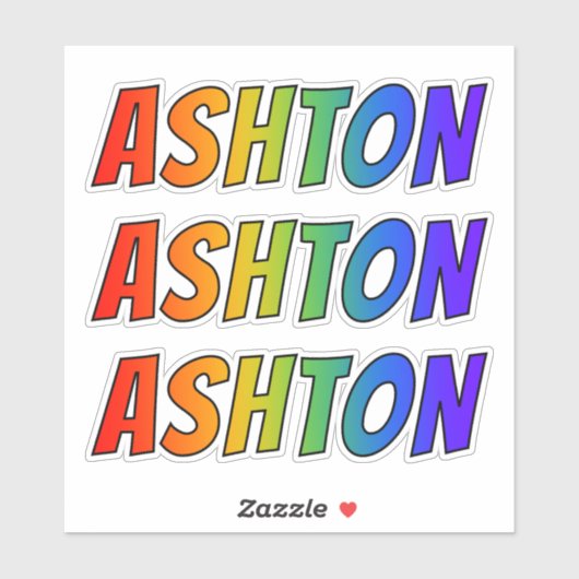 Voornaam "ASHTON" w / Fun Rainbow Coloring Sticker (Vel)