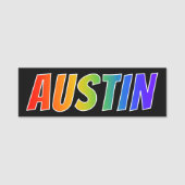 Voornaam "AUSTIN": Fun Rainbow-kleuren Naamplaatje (Voorkant)
