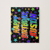 Voornaam "AUSTIN", geun "HAPPY BIRTHDAY" Legpuzzel (Verticaal)
