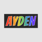 Voornaam "AYDEN": Fun Rainbow-kleuren Naamplaatje (Voorkant)