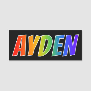 Voornaam "AYDEN": Fun Rainbow-kleuren Naamplaatje