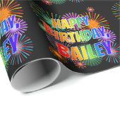 Voornaam "BAILEY", geun "HAPPY BIRTHDAY" Cadeaupapier (Rol Hoek)