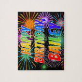 Voornaam "BAILEY", geun "HAPPY BIRTHDAY" Legpuzzel (Verticaal)