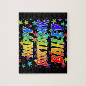 Voornaam "BAILEY", geun "HAPPY BIRTHDAY" Legpuzzel (Verticaal)