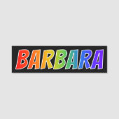 Voornaam "BARBARA": Fun Rainbow-kleuren Naamplaatje (Voorkant)