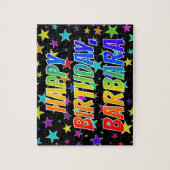 Voornaam "BARBARA", geun "HAPPY BIRTHDAY" Legpuzzel (Verticaal)
