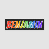 Voornaam "BENJAMIN": Fun Rainbow-kleuren Naamplaatje (Voorkant)