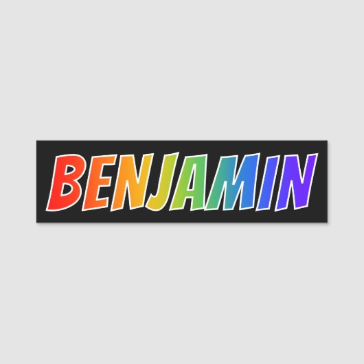 Voornaam "BENJAMIN": Fun Rainbow-kleuren Naamplaatje (Voorkant)