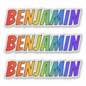 Voornaam "BENJAMIN" w / Fun Rainbow Coloring Sticker (Voorkant)