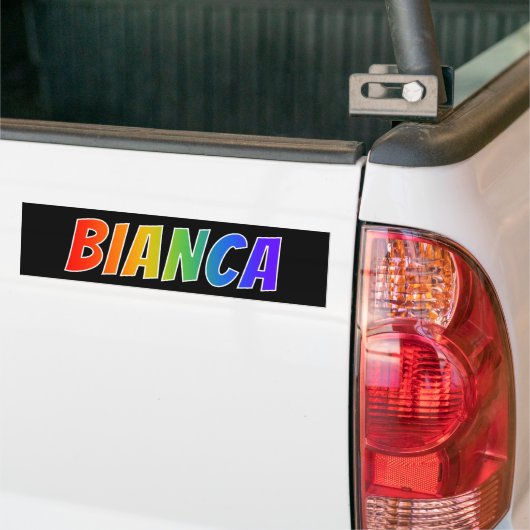 Voornaam "BIANCA": Fun Rainbow-kleuren Bumpersticker (Op Truck)