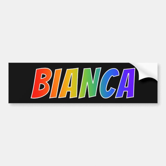 Voornaam "BIANCA": Fun Rainbow-kleuren Bumpersticker (Voorkant)