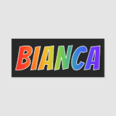 Voornaam "BIANCA": Fun Rainbow-kleuren Naamplaatje (Voorkant)