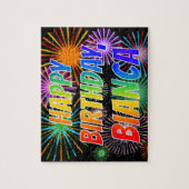 Voornaam "BIANCA", geun "HAPPY BIRTHDAY" Legpuzzel (Verticaal)