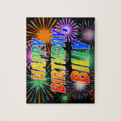 Voornaam "BILLY", geun "HAPPY BIRTHDAY" Legpuzzel (Verticaal)
