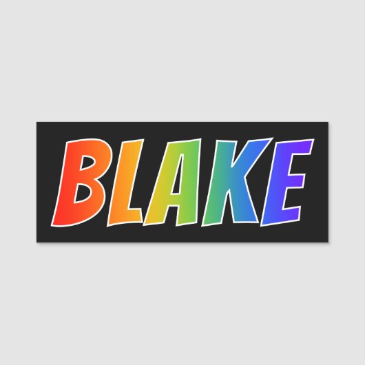Voornaam "BLAKE": Fun Rainbow-kleuren Naamplaatje (Voorkant)