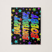 Voornaam "BOBBY", geun "HAPPY BIRTHDAY" Legpuzzel (Verticaal)