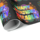 Voornaam "BRADLEY", geun "HAPPY BIRTHDAY" Cadeaupapier (Rol Hoek)