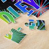 Voornaam "BRADLEY", geun "HAPPY BIRTHDAY" Legpuzzel (Zijkant)