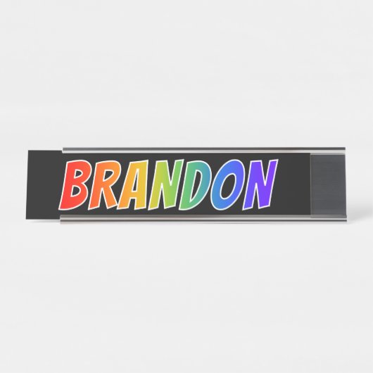 Voornaam "BRANDON": Fun Rainbow-kleuren Bureau Naambordje (Voorkant)