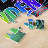 Voornaam "BRAYDEN", geun "HAPPY BIRTHDAY" Legpuzzel (Zijkant)