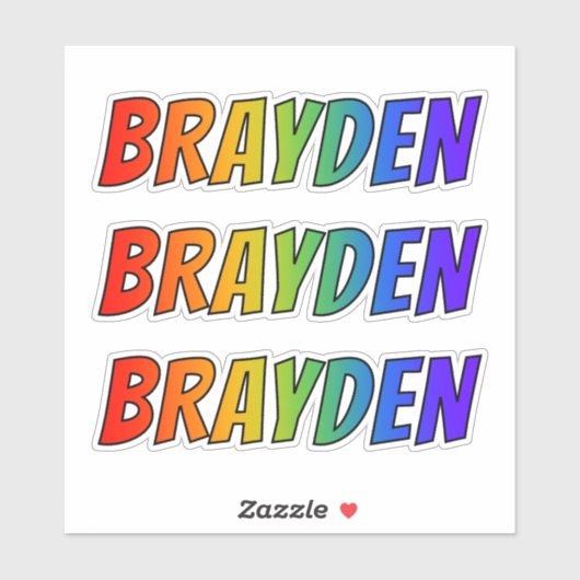 Voornaam "BRAYDEN" w / Fun Rainbow Coloring Sticker (Vel)