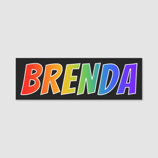 Voornaam "BRENDA": Fun Rainbow-kleuren Naamplaatje (Voorkant)