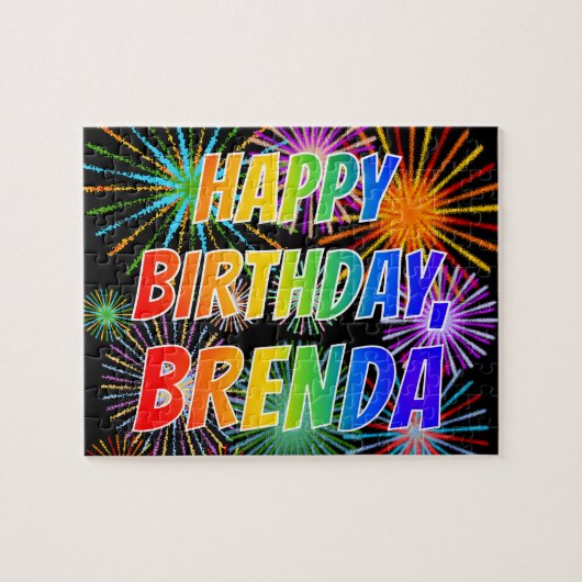 Voornaam "BRENDA", geun "HAPPY BIRTHDAY" Legpuzzel (Horizontaal)