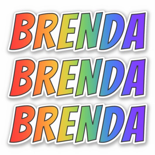 Voornaam "BRENDA" w / Fun Rainbow Coloring Sticker (Voorkant)