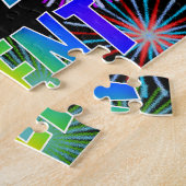 Voornaam "BRENT", lettertype "HAPPY BIRTHDAY" Legpuzzel (Zijkant)