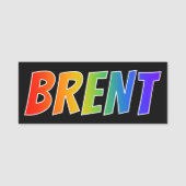 Voornaam "BRENT": vun regenboogkleuren Naamplaatje (Voorkant)