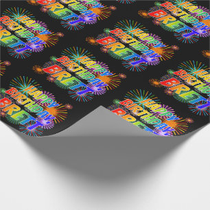 Voornaam "BRETT", vun "HAPPY BIRTHDAY" Cadeaupapier