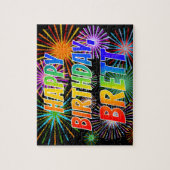 Voornaam "BRETT", vun "HAPPY BIRTHDAY" Legpuzzel (Verticaal)