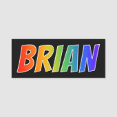 Voornaam "BRIAN": Fun Rainbow-kleuren Naamplaatje (Voorkant)